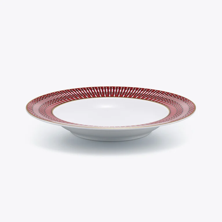Arcadia Red Deep Plates Baccarat in Porcelain Red View 2