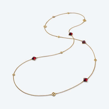 Mini Médicis Gold Plated Long Necklace Red Mirror View 1