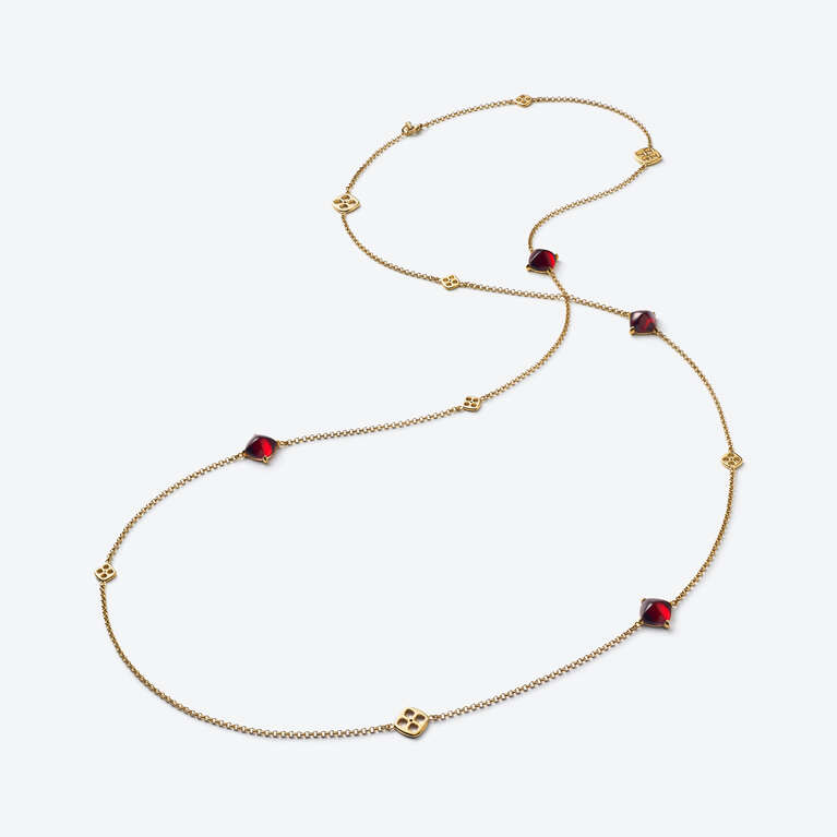 Mini Médicis Gold Plated Long Necklace Red Mirror
