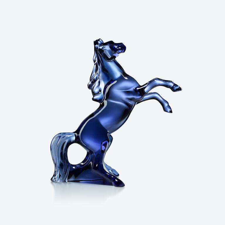 Marengo Horse Sculpture Baccarat, 블루 크리스탈로 만든