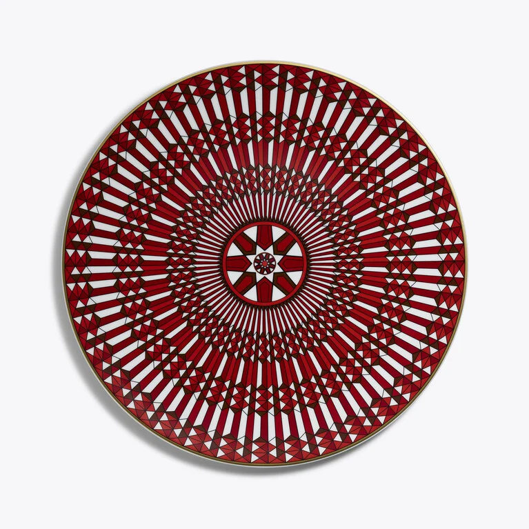 Arcadia Red Charger Plate Baccarat in Red Porcelain View 1