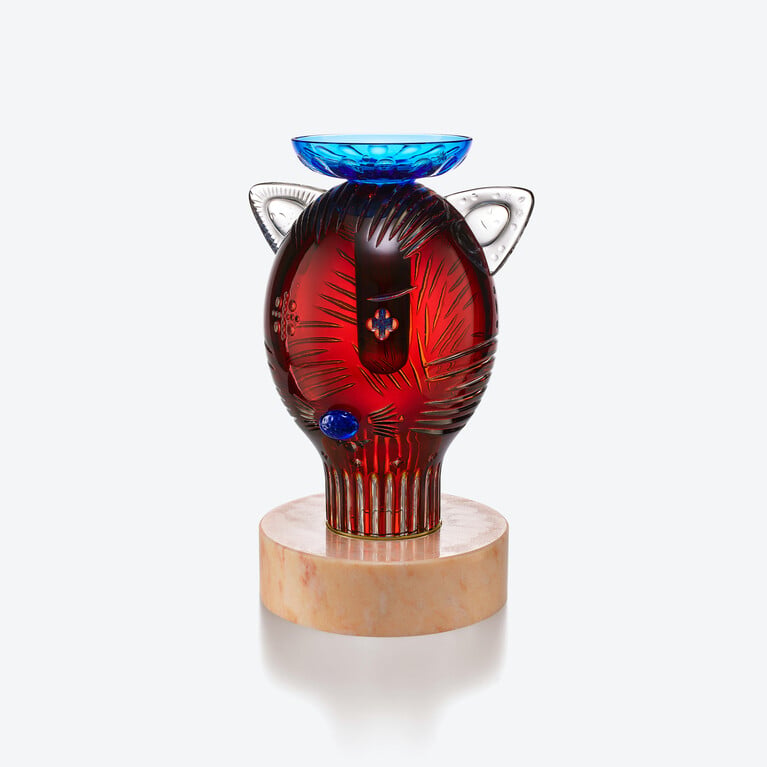 Sculpture Renard Faunacrystopolis Baccarat en Cristal Orange Voir 2