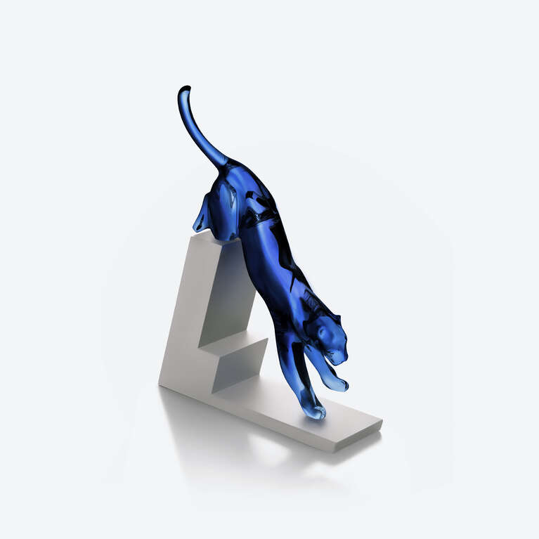 Panther the Leap Sculpture Midnight Blue
