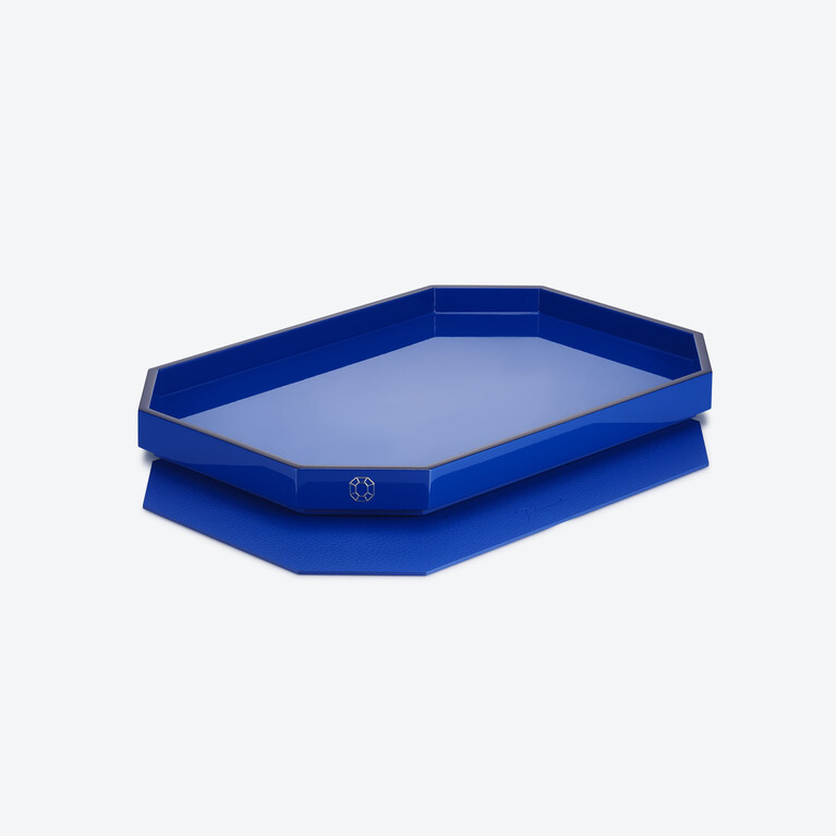 옥타곤 트레이 M (Octogone Tray M) Baccarat, 블루 재활용 가죽로 만든 보기 2