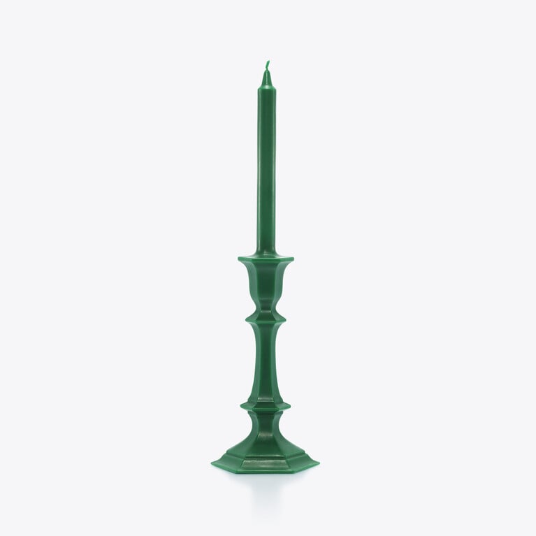 Harcourt Candlestick-Kerze Baccarat in Grünem Wachs