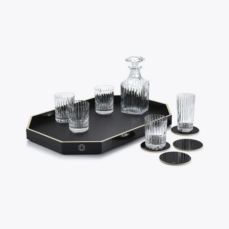 Octogone Tray L Baccarat in Recycled leather Black View 3