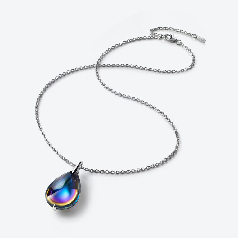 Fleurs de Psydélic Silver Necklace Blue Scarabee Baccarat