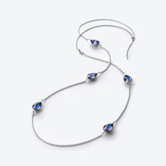 Select Fleurs de Psyd&eacute;lic Silver Long Necklace Baccarat in Silver Blue