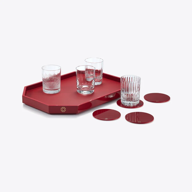 صينية أوكتوجون - كبيرة L Baccarat من جلد معاد تدويره أحمر عرض 3