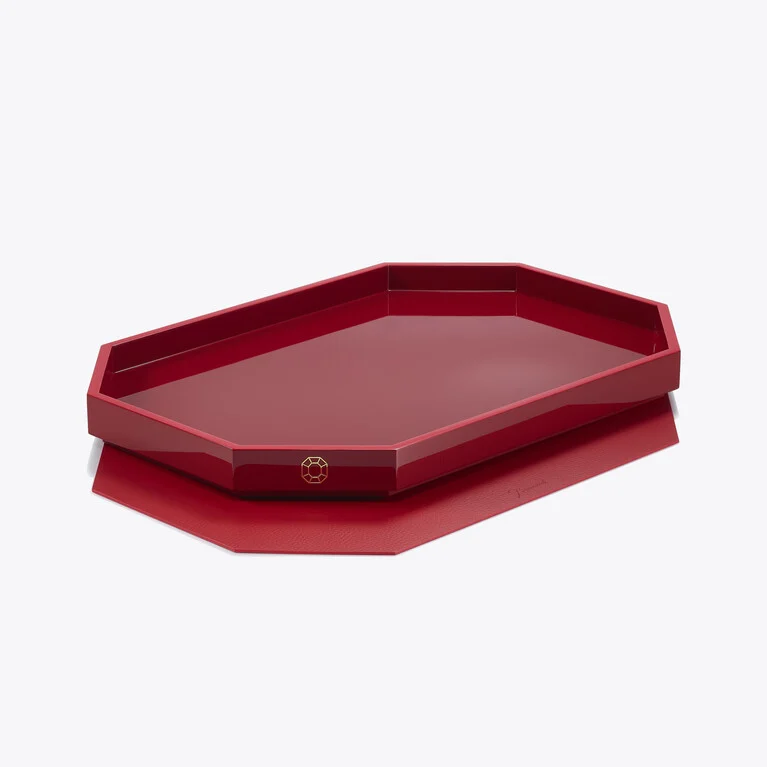 Bandeja Octogone L Baccarat en Cuero reciclado Red Ver 2