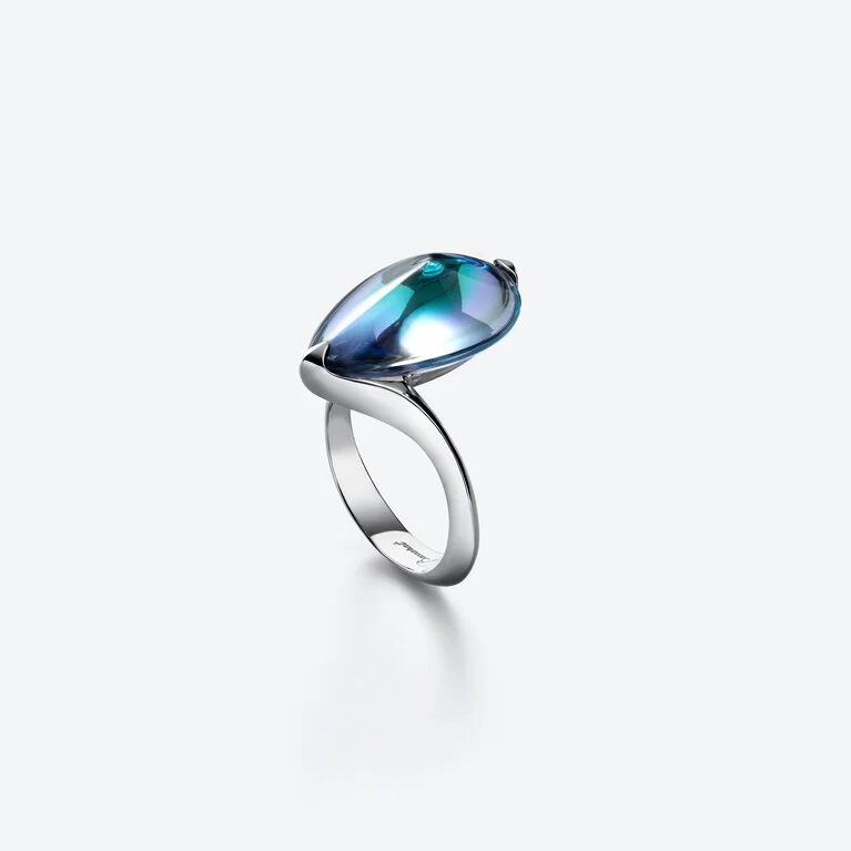 Fleurs de Psyd&eacute;lic Silver Ring Baccarat in Silver Blue View 1