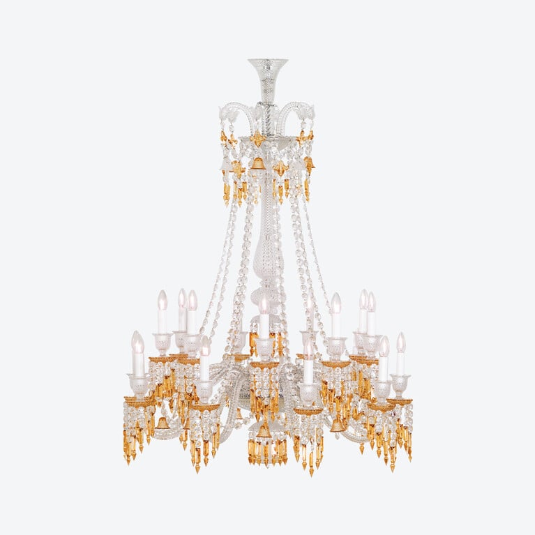 Zénith Charleston Chandelier Long (18L) Baccarat in Crystal Yellow