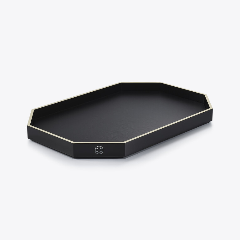 Octogone Tray L Baccarat in Lacquer Black