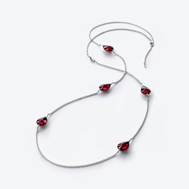 Fleurs de Psydélic Silver Long Necklace Baccarat in Silver Red