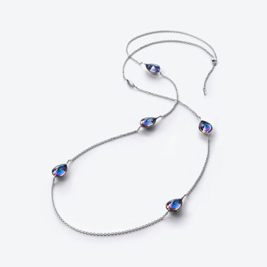Fleurs de Psydélic Silver Long Necklace Blue Scarabee Baccarat