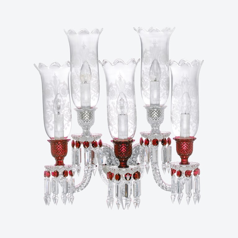 Applique Zénith Clair et Rouge (5L) Baccarat en Cristal Rouge