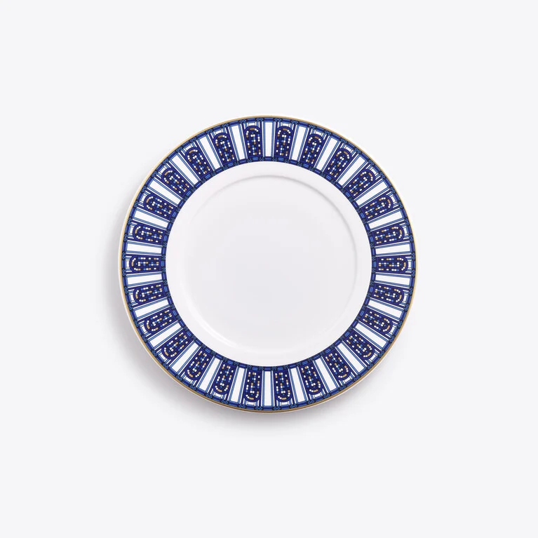 Arcadia Blue Dessert Plates Baccarat in Porcelain Blue View 1