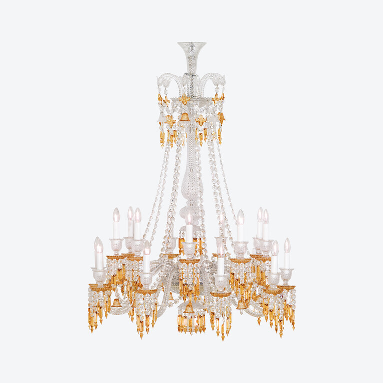 Z&eacute;nith Charleston Chandelier Long (18L) Baccarat in Crystal Yellow
