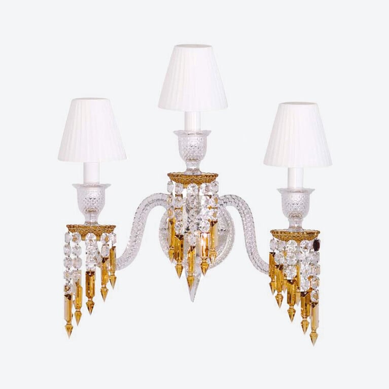 Zénith Wandleuchte Charleston (3L) Baccarat in Gelbem Kristall