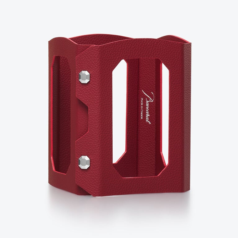 Octogone Decanter Case Baccarat in Leather Red