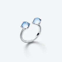 Select Mini M&eacute;dicis Toi&Moi Silver Ring Baccarat in Silver Blue