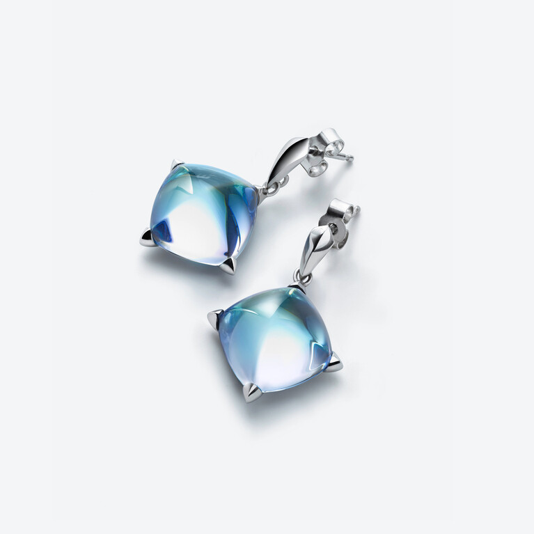 M&eacute;dicis Silver Earrings Baccarat in Silver Blue View 1
