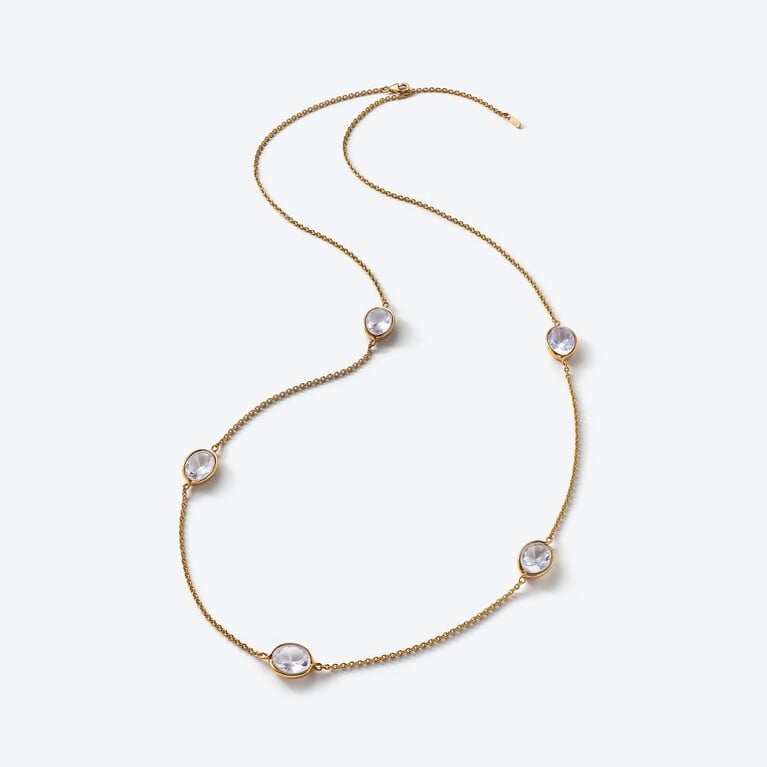 Crois&eacute; Gold Plated Long Necklace Baccarat in 18-Karat Gold-Plated Clear