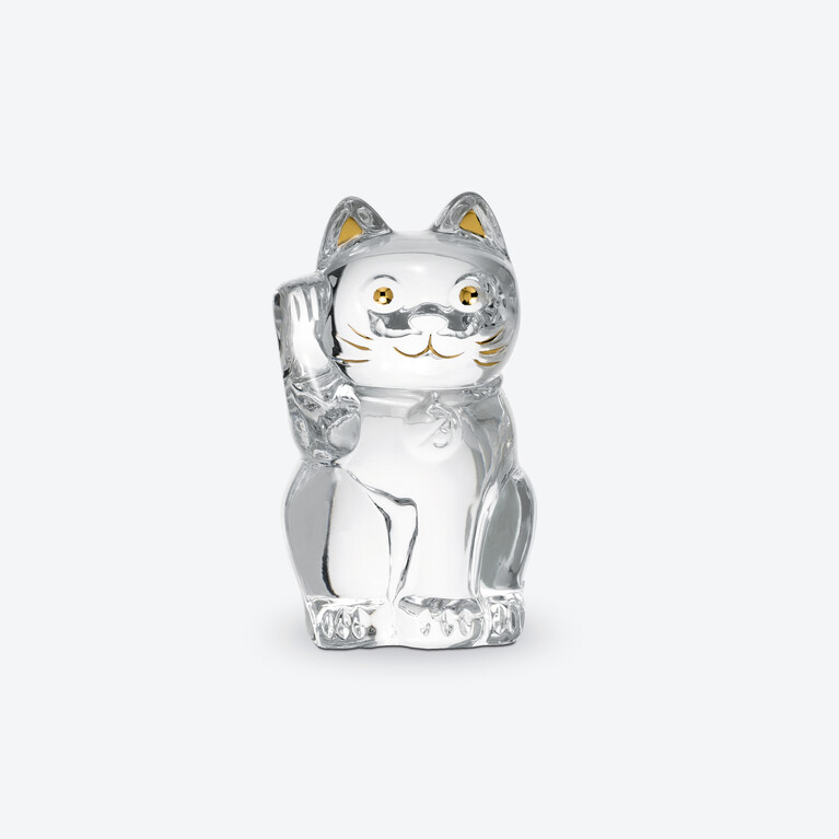 Cat Maneki Neko Figurine S Baccarat in Crystal Gold View 1