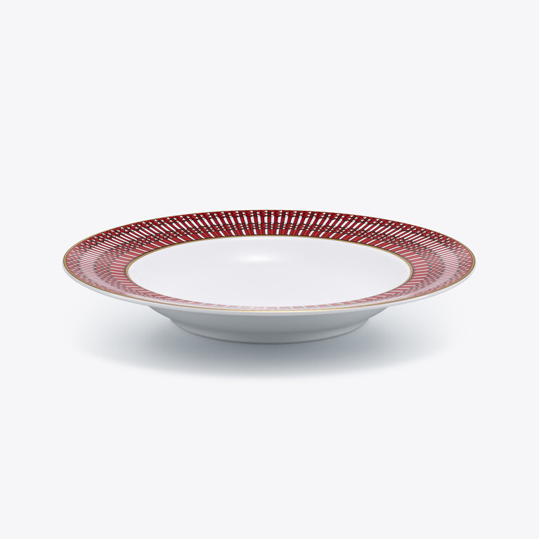 Arcadia Rot Tiefe Teller x2 Baccarat in Rotem Porzellan