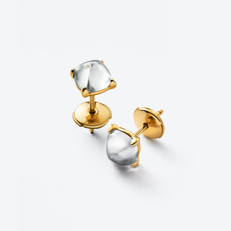 M&eacute;dicis Gold Plated Earrings Baccarat in Clear Gold Plated