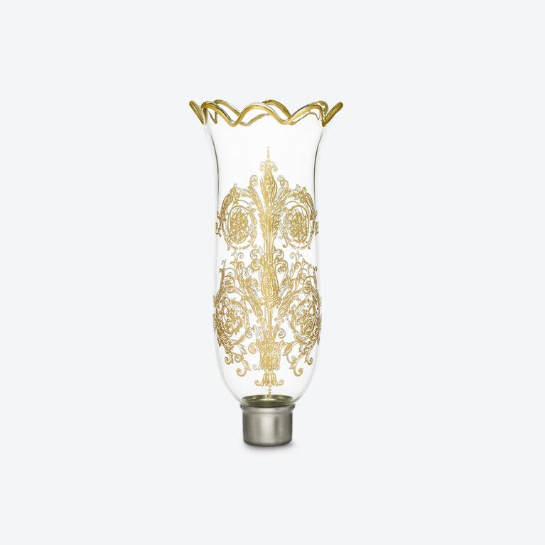 Tulip Hurricane Shade Scalloped Top Acanthus Baccarat in Crystal Gold View 1