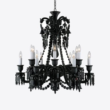 Lustre Z&eacute;nith Noir (12L) Baccarat en Cristal Noir