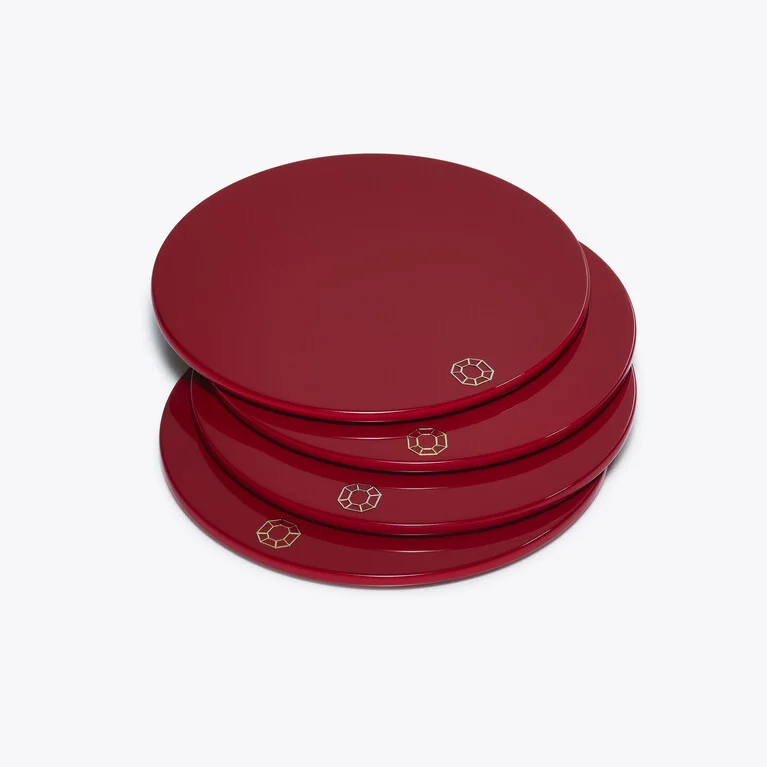 Octogone Coasters Baccarat in Lacquer Red View 1