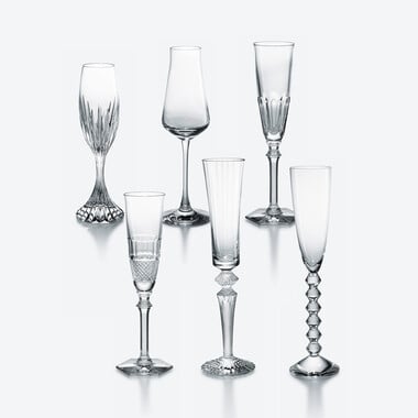 Bubble Box Flutes Set Baccarat, Champagne flute in Clear Crystal