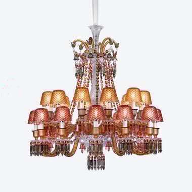 Z&eacute;nith Faunacrystopolis Chandelier Pink & Champagne (24L) Baccarat in Multicolor Crystal