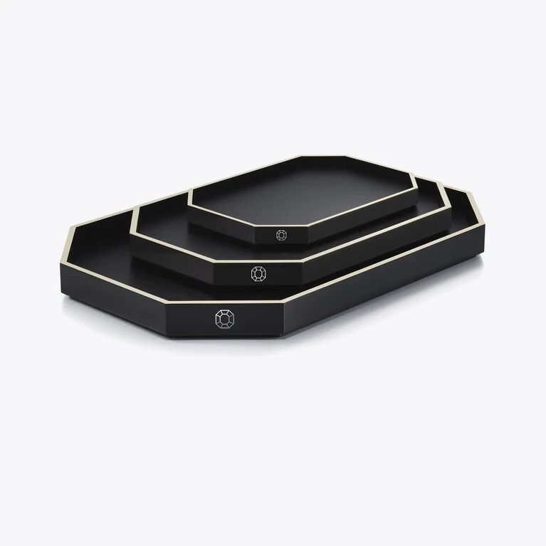 Octogone Tray L Baccarat in Recycled leather Black View 5