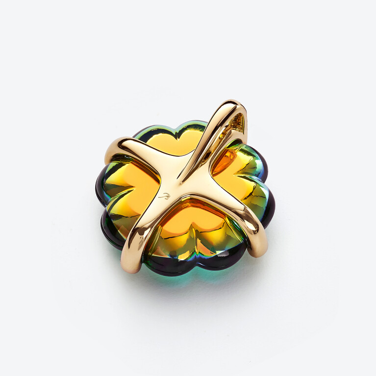 Tr&egrave;fle Gold Plated Pendant Baccarat in Gold Plated Green