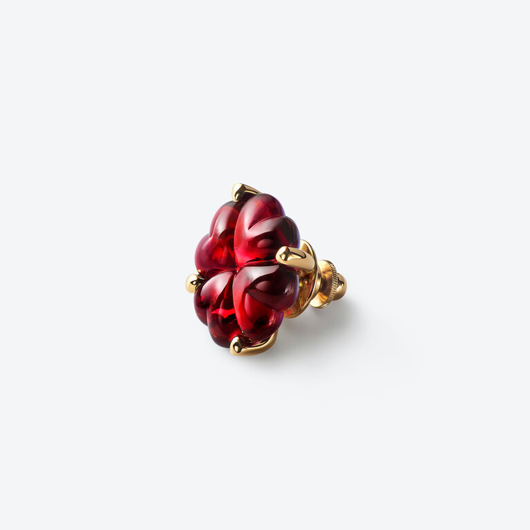 Broche Trèfle Vermeil Rouge irisé Baccarat