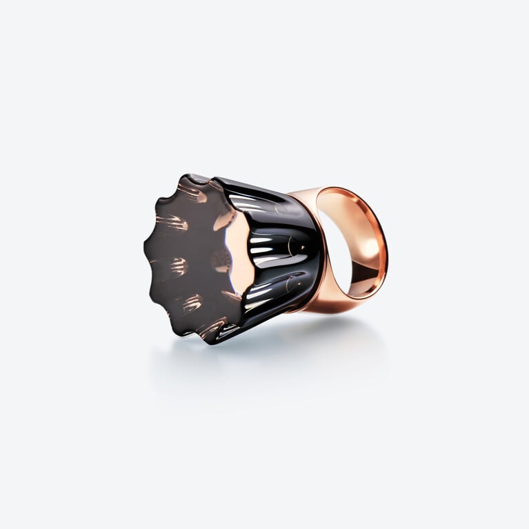 L'Eclat de Talleyrand Empress Rose Gold Plated Ring Baccarat in Vermeil Black