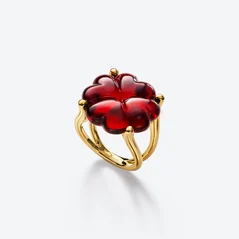 Select Bague Tr&egrave;fle Vermeil Baccarat en Argent plaqu&eacute; or 18 carats Rouge
