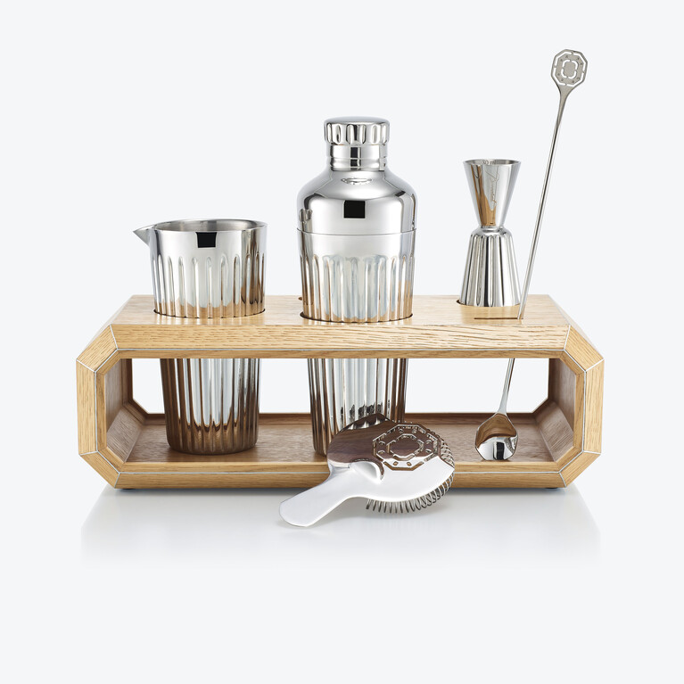 Octogone Bar Accessory Case Natural Oak Baccarat in Beige Wood