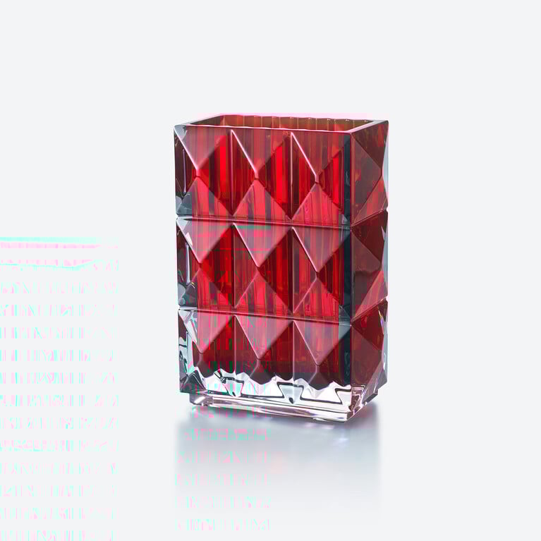 룩소르 렉탱귤러 베이스(LOUXOR Rectangular VASE) Baccarat, 레드 크리스탈로 만든