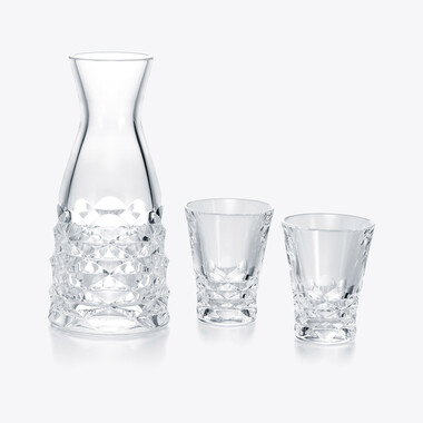 スウィング 徳利＆盃2客セット Baccarat、クリアのクリスタル製