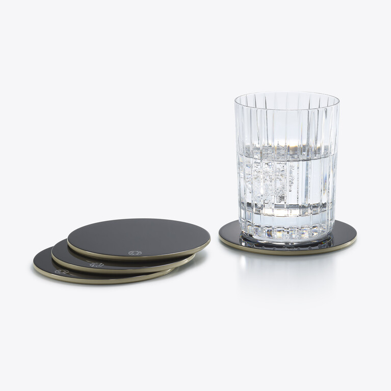 Octogone Coasters x4 Baccarat in Lacquer Black