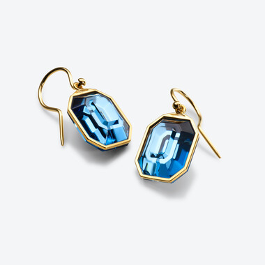 Harcourt Gold Plated Earrings, Riviera Blue