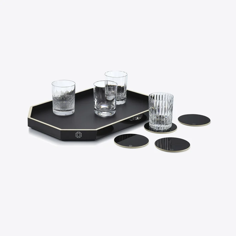 옥타곤 트레이 M (Octogone Tray M) Baccarat, 블랙 재활용 가죽로 만든 보기 3