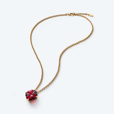Trèfle Red Pendant & Gourmette Chain View 1