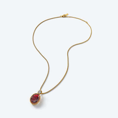Croisé Red Pendant & Vermeil Chain View 1