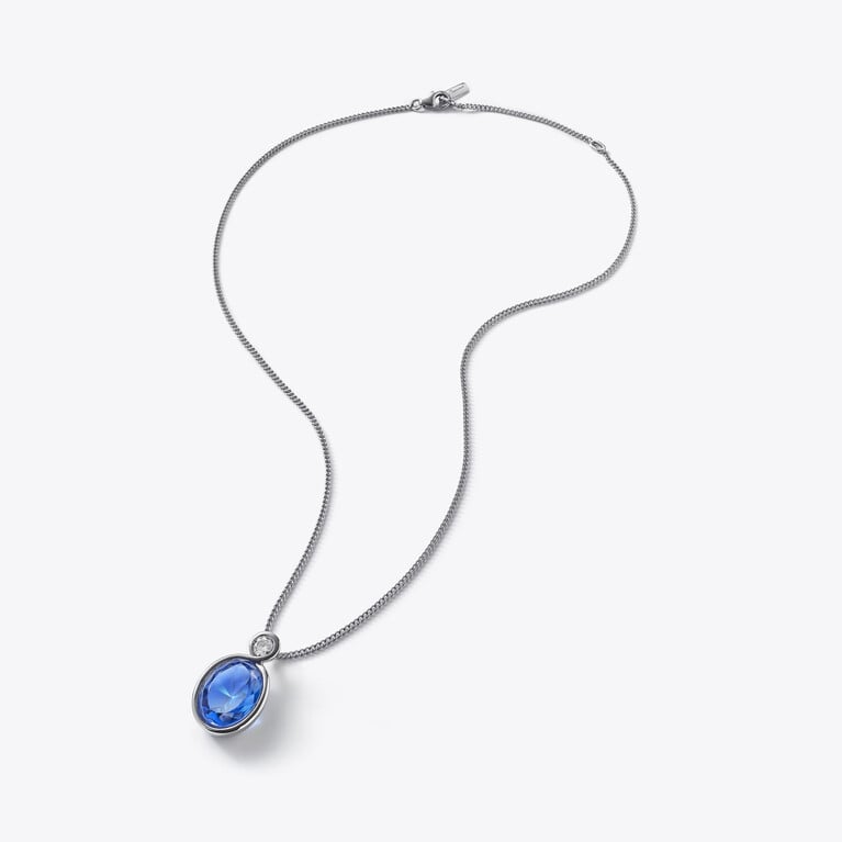 Croisé Blue Pendant & Silver Chain Baccarat in  
