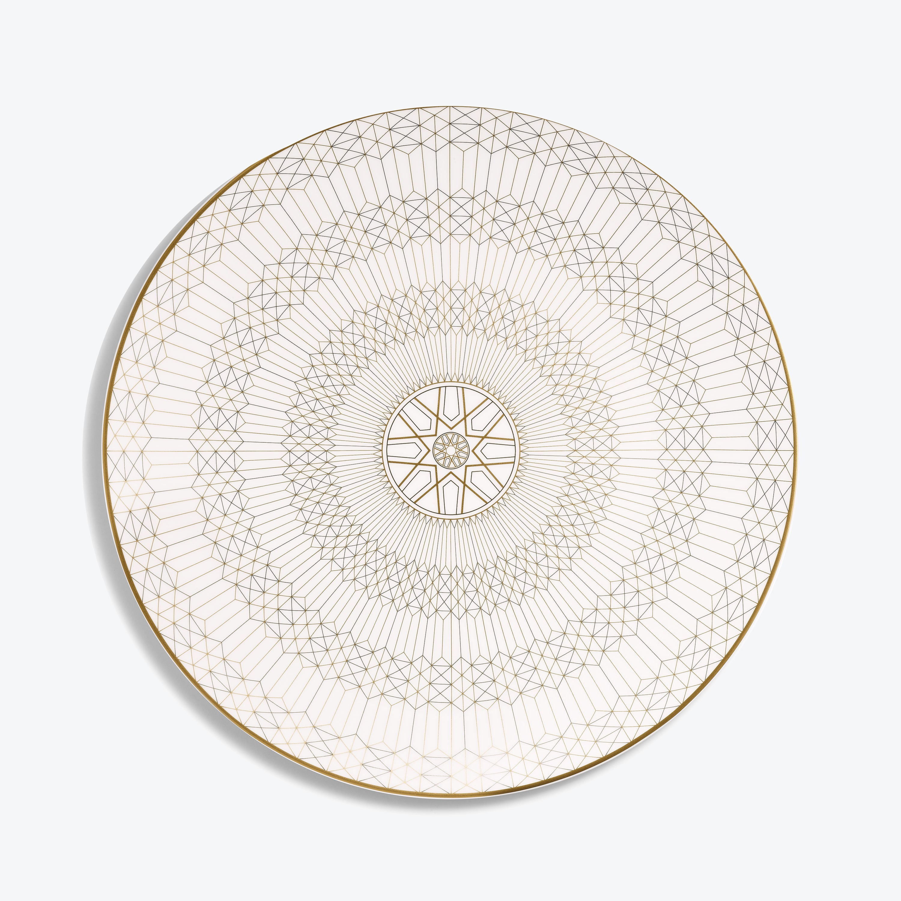 Assiette de Pr&eacute;sentation Arcadia Or et Platine Baccarat en Porcelaine Or